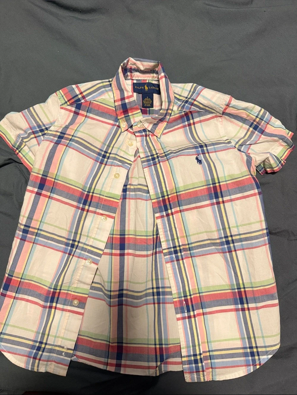 Ralph Lauren Pastel Plaid Short Sleeve Button-Up Shirt